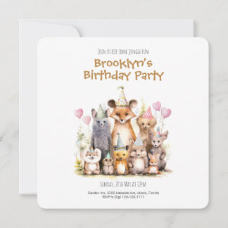 Forest Friends Flat Card Geburtstagsparty Einladun