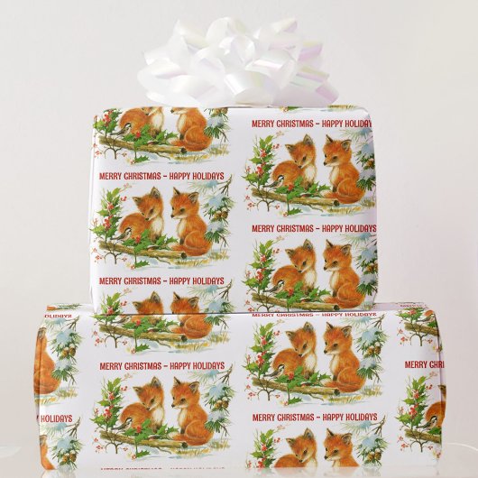 Forest Friends Fox Chickadee Geschenkpapier