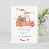 Forest Friends Watercolor Babydusche Einladung (Stehend Vorderseite)