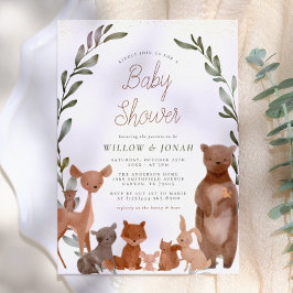 Forest Friends & Woodland Greenerie Kinderdusche Einladung
