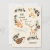 Forest Friends & Woodland Greenerie Kinderdusche Einladung (Vorderseite)