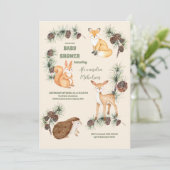 Forest Friends & Woodland Greenerie Kinderdusche Einladung (Stehend Vorderseite)