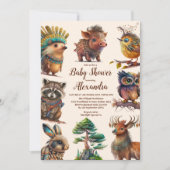 Forest Friends & Woodland Greenerie Kinderdusche Einladung (Vorderseite)