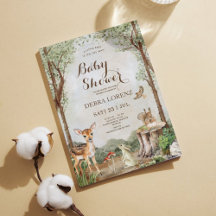 Forest Garden Baby Dusche Editable Einladung