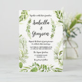 Forest Garden Wild Wreath Wedding Einladung (Stehend Vorderseite)