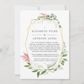 Forest Geometric Herbarium reduzierte Hochzeitsgäs Ankündigung (Vorderseite)