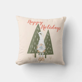 Forest Gnome Happy Holidays Christmas Throw Kissen