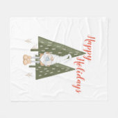 Forest Gnome Happy Holidays Fleecedecke (Vorderseite (Horizontal))