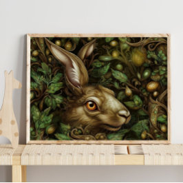Forest Gold Bunny Animal | Gold Bunny Wall Print Poster