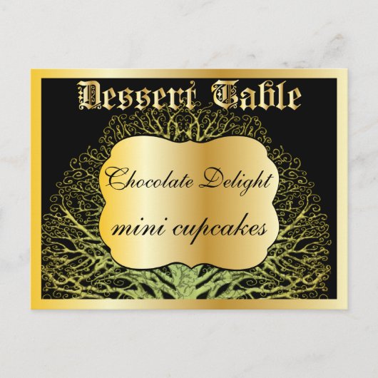 Forest Gold Dessert oder Candy Buffet Tafelkarte Postkarte (Vorderseite)