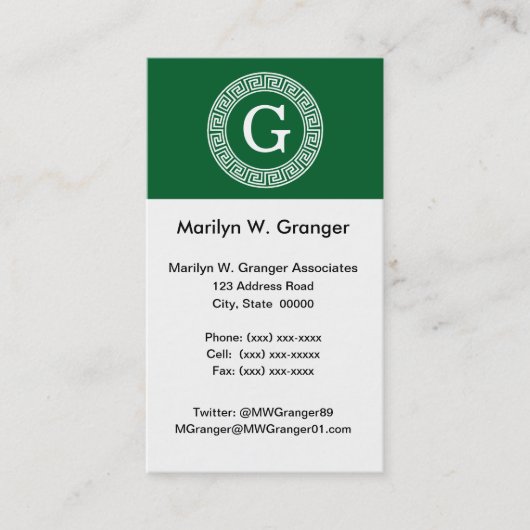 Forest Gr Welch griechischer Schlüsselrahmen erste Visitenkarte (Vorderseite)