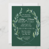 Forest Green 12x18 Laurel Wreath Olive Leaf Folien Einladung (Vorderseite)