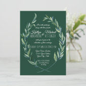 Forest Green 12x18 Laurel Wreath Olive Leaf Folien Einladung (Stehend Vorderseite)