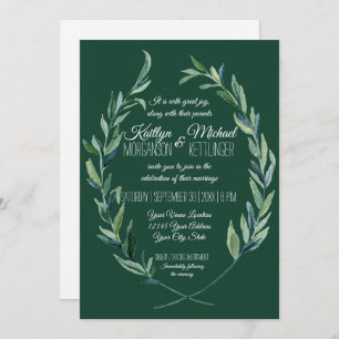 Forest Green 12x18 Laurel Wreath Olive Leaf Folien Einladung