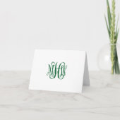Forest Green 3 Initial Vine Script Monogram DIY BG Dankeskarte (Vorderseite)