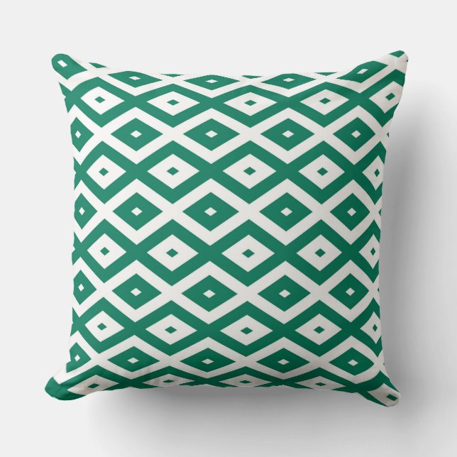 Forest green and white diamond pattern kissen (Vorderseite)