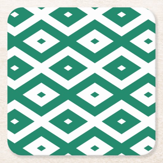 Forest green and white diamond pattern rechteckiger pappuntersetzer (Vorderseite)