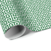 Forest Green and White Greek Key Pattern Geschenkpapier (Rolleneckpunkt)