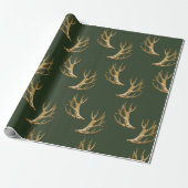 Forest Green Antlers Muster Masculine Geschenk Geschenkpapier (Ungerollt)