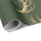 Forest Green Antlers Muster Masculine Geschenk Geschenkpapier (Rolleneckpunkt)