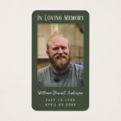 Forest Green Beerdigung Memorial Gebet Foto-Karte (Vorderseite)