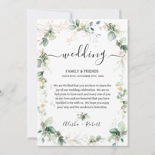 Forest Green Begrüßungsbrief Itinerary Einladung (Vorderseite)