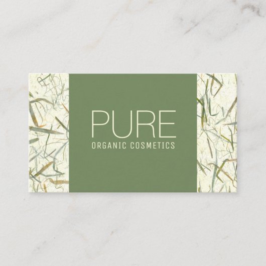 Forest Green Beige Bio Cosmetics Business Card Visitenkarte (Vorderseite)