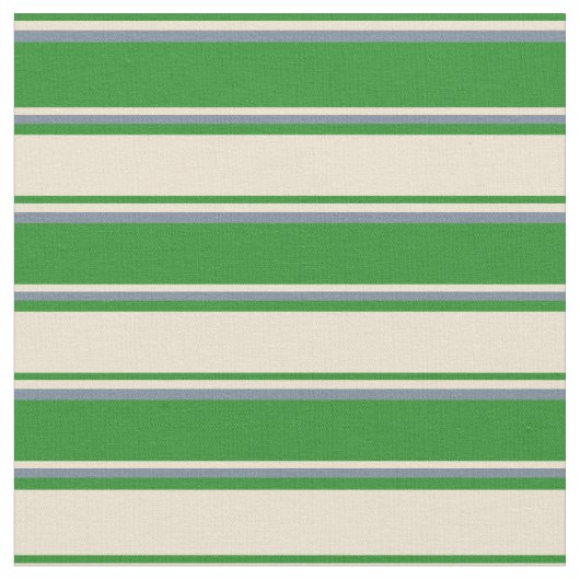 Forest Green, Beige & Light Slate Gran Lines Stoff (Nahaufnahme)