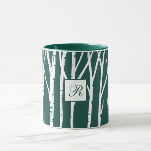 Forest Green Birch Tree Liebe & Joy Multiple Foto Tasse (Zentrum)