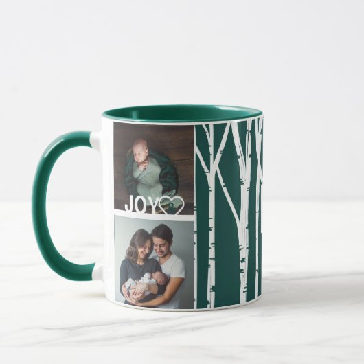 Forest Green Birch Tree Liebe & Joy Multiple Foto Tasse (Links)