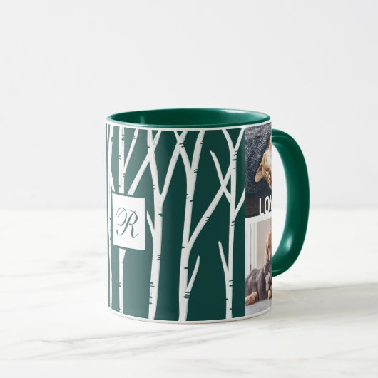 Forest Green Birch Tree Liebe & Joy Multiple Foto Tasse (VorderseiteRechts)