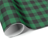 Forest Green Black Buffalo Kariert Tartan Geschenkpapier (Rolleneckpunkt)
