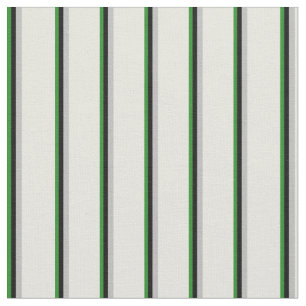 Forest Green, Black, Grau & Beige Lined Pattern Stoff