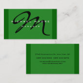 Forest Green Black Monogram Manager Business Card Visitenkarte (Vorne/Hinten)