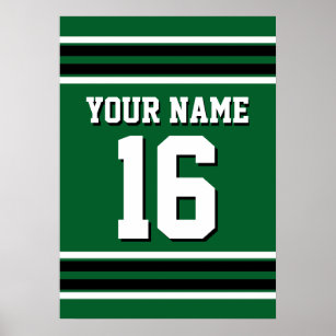 Forest Green Black Team Jersey Custom Number Name Poster