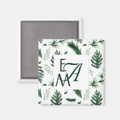Forest Green Blätter 3 Monogram New Decks Magnet (Vorderseite/Rückseite)