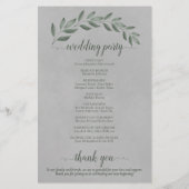 Forest Green Blätter on Grey Budget Wedding Progra (Rückseite)
