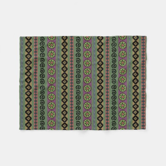 Forest Green Boho Aztec Muster Fleecedecke (Vorderseite (Horizontal))