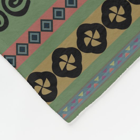 Forest Green Boho Aztec Muster Fleecedecke (Ecke)