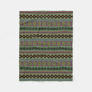 Forest Green Boho Aztec Muster Fleecedecke
