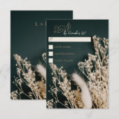 Forest Green Boho Rustic Floral Wedding RSVP Card Karte (Vorne/Hinten)