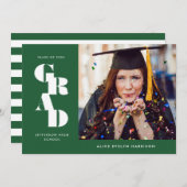 Forest Green Bold Serif Single Foto Abschluss Ankündigung (Vorne/Hinten)