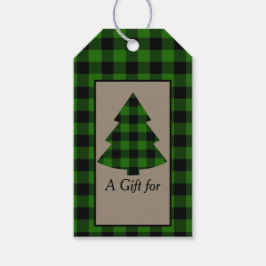 Forest Green Buffalo Karierter Weihnachtsbaum Geschenkanhänger