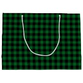 Forest Green Buffalo Plaid Merry Christmas Bows Große Geschenktüte (Rückseite)
