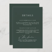 Forest Green Calligraphy Wedding Details Card Begleitkarte (Vorne/Hinten)