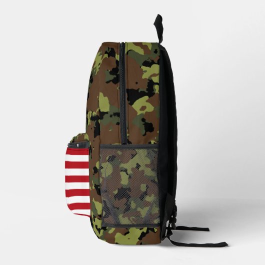 Forest Green Camouflage American Flag Bedruckter Rucksack (Rechts)