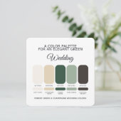 Forest Green Champagne Wedding Color Palette Card Einladung (Stehend Vorderseite)