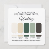 Forest Green Champagne Wedding Color Palette Card Einladung (Vorderseite)