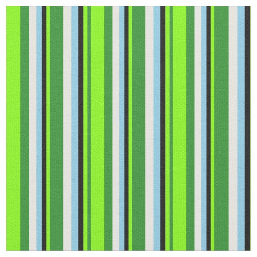 Forest Green, Chartreuse, Black, Sky Blue & White Stoff (Nahaufnahme)