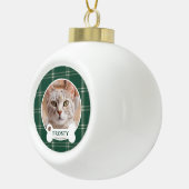 Forest Green Christmas Kariert Custom Cat Keramik Kugel-Ornament (Rechts)